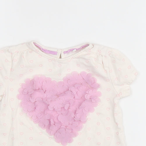 TU Girls White Spotted  Basic T-Shirt Size 12-18 Months