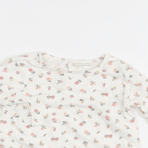 H&M Girls White Floral  Basic Casual Size 12-18 Months