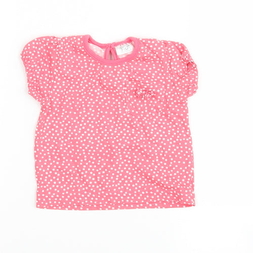 F&F Girls Pink Polka Dot  Basic T-Shirt Size 3-6 Months