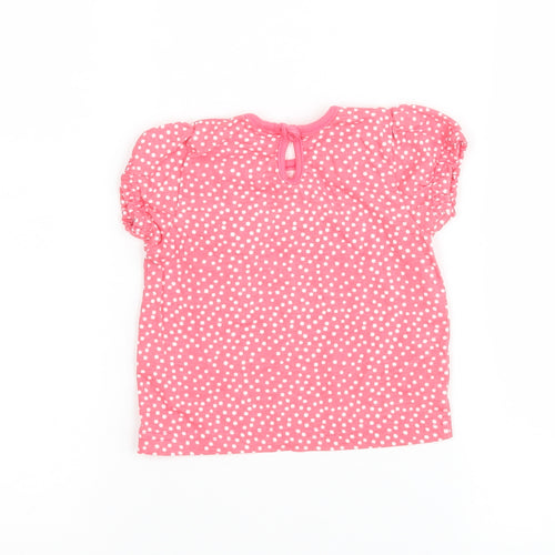 F&F Girls Pink Polka Dot  Basic T-Shirt Size 3-6 Months