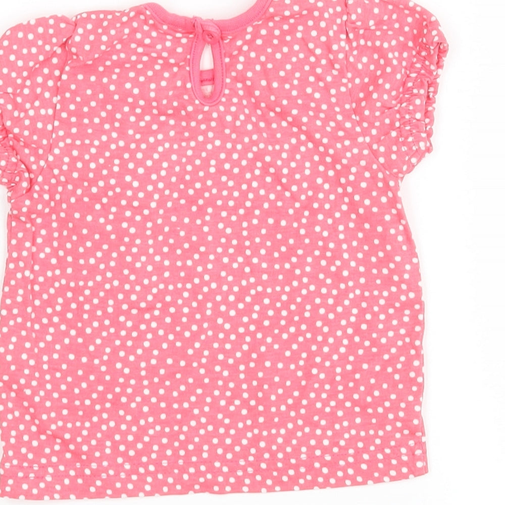 F&F Girls Pink Polka Dot  Basic T-Shirt Size 3-6 Months