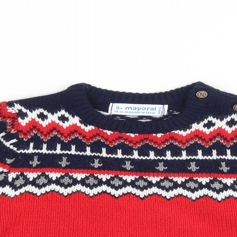 Mayoral Boys Multicoloured Striped  Pullover Jumper Size 6-9 Months