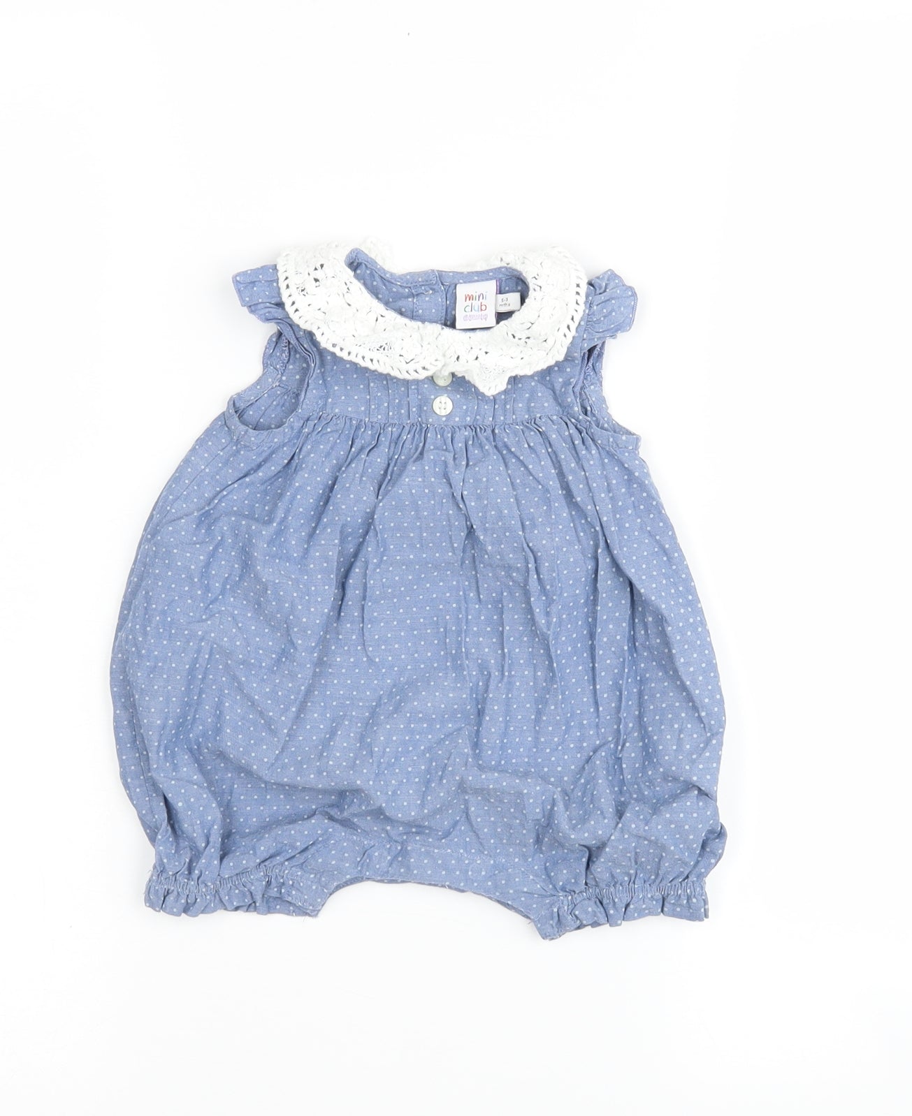 Mini Club Girls Blue Polka Dot  Romper One-Piece Size 0-3 Months