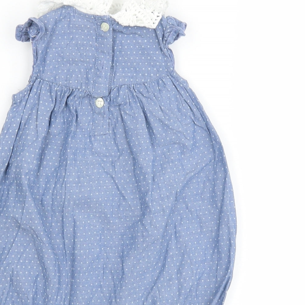 Mini Club Girls Blue Polka Dot  Romper One-Piece Size 0-3 Months