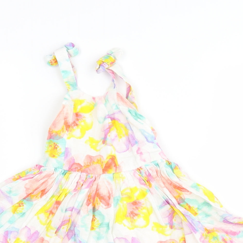 NEXT Girls Ivory Floral  Tank Dress  Size 3 Years