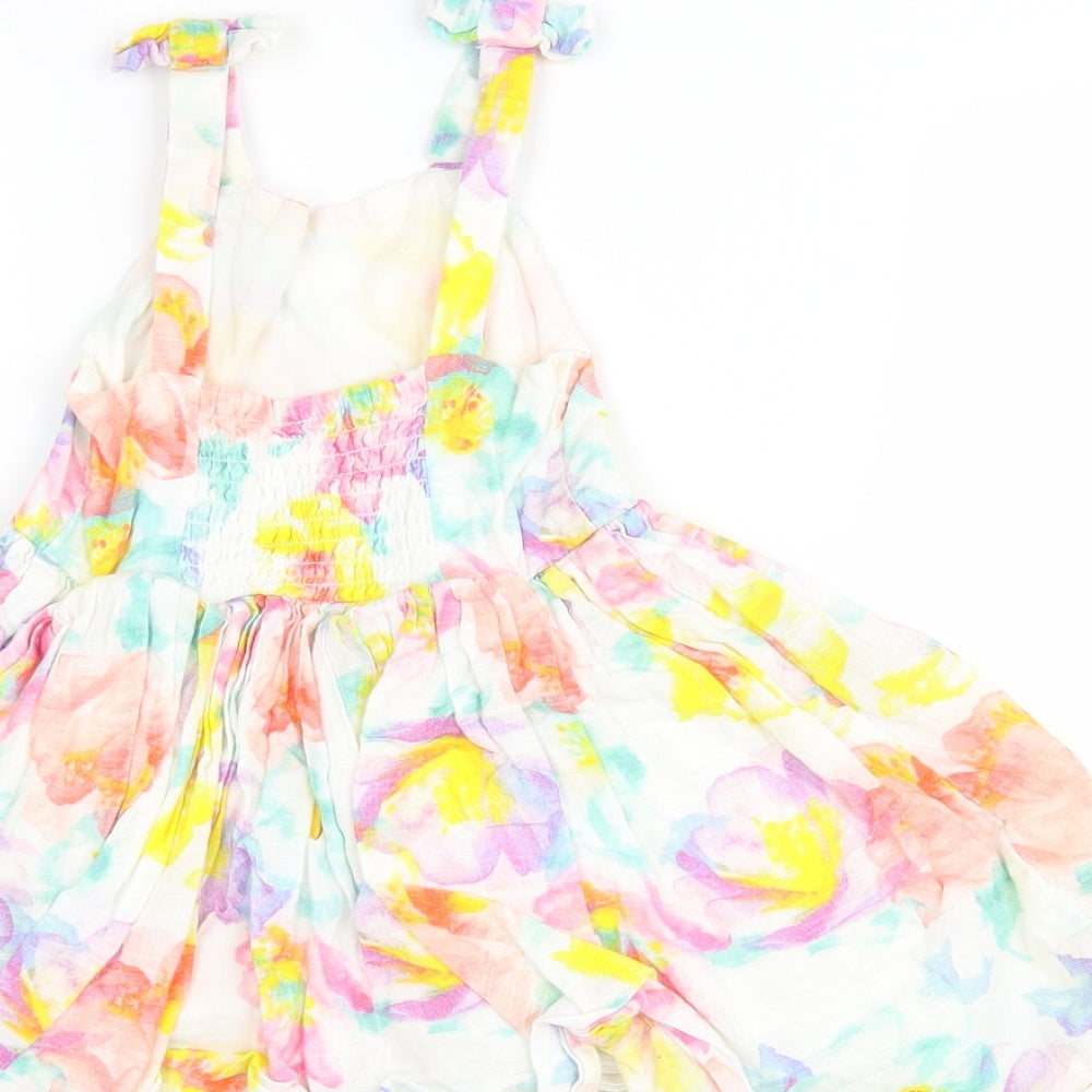 NEXT Girls Ivory Floral  Tank Dress  Size 3 Years