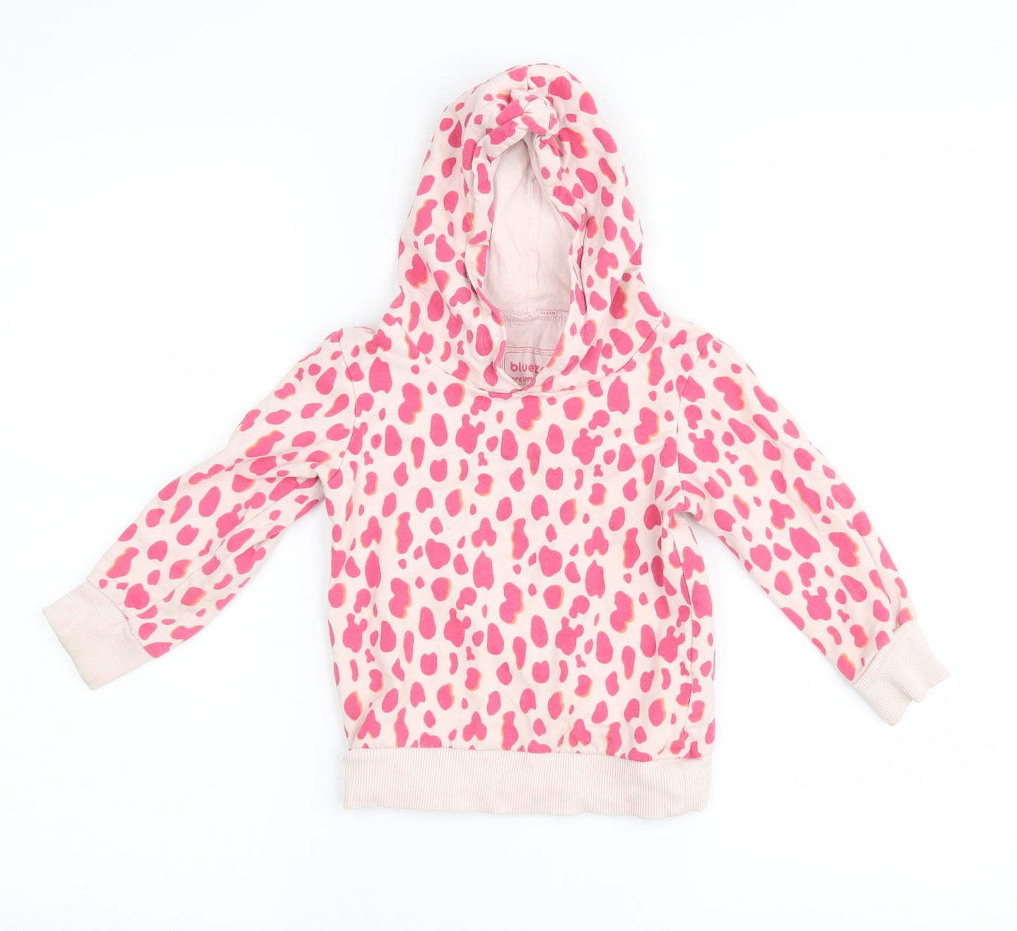 Blue Zoo Girls Pink Animal Print  Henley Hoodie Size 3-4 Years