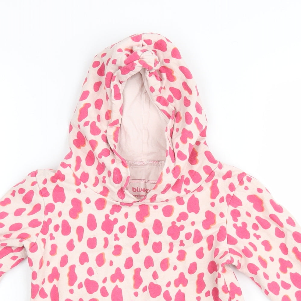 Blue Zoo Girls Pink Animal Print  Henley Hoodie Size 3-4 Years