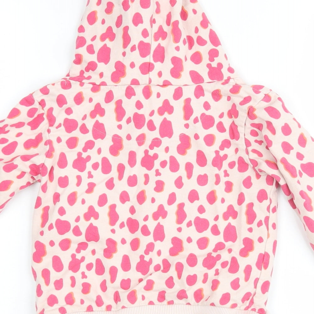 Blue Zoo Girls Pink Animal Print  Henley Hoodie Size 3-4 Years