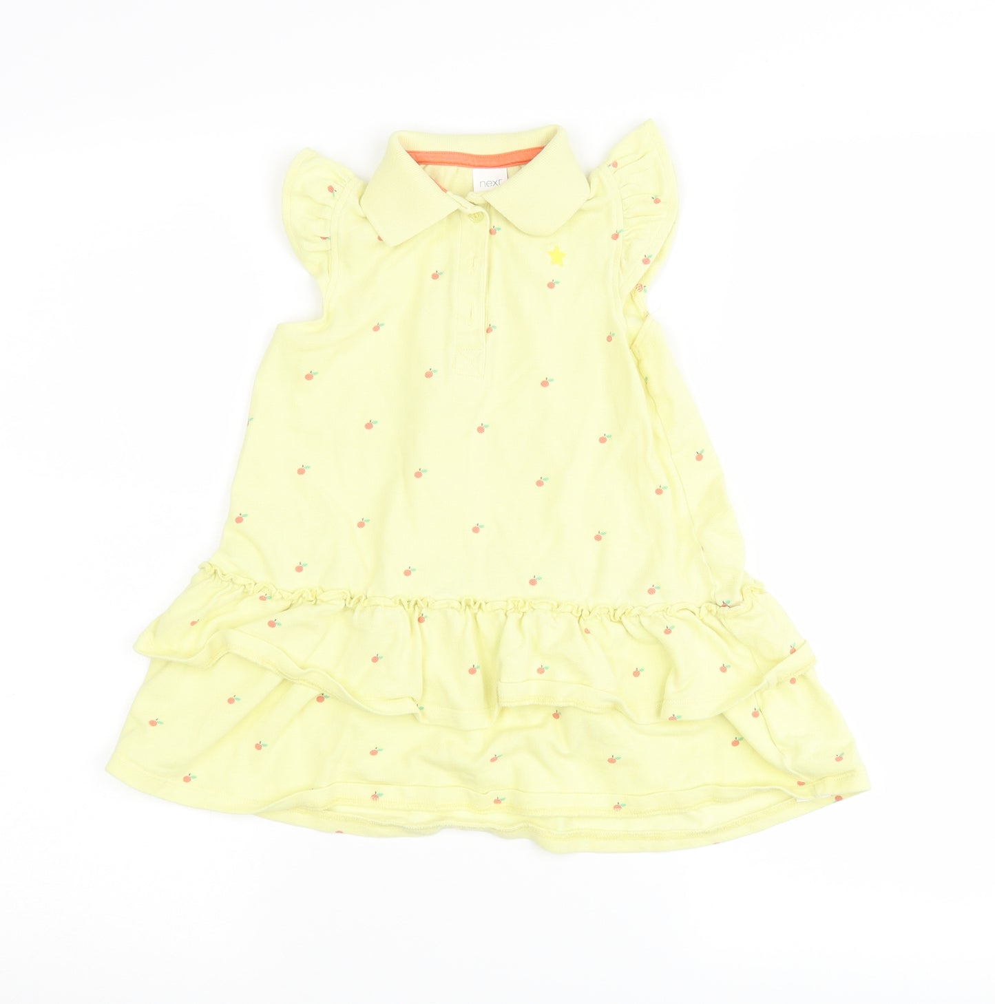 NEXT Girls Yellow Polka Dot  T-Shirt Dress  Size 3-4 Years