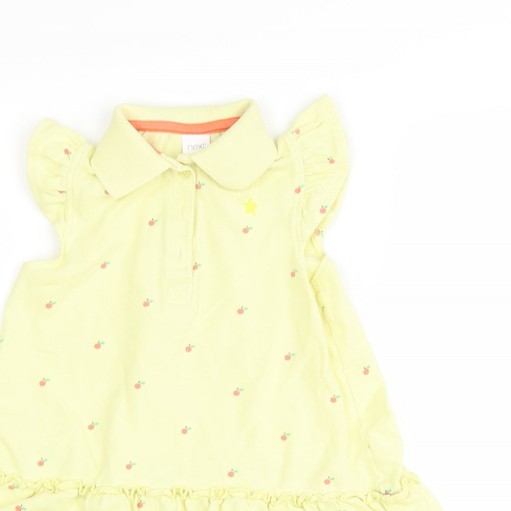NEXT Girls Yellow Polka Dot  T-Shirt Dress  Size 3-4 Years