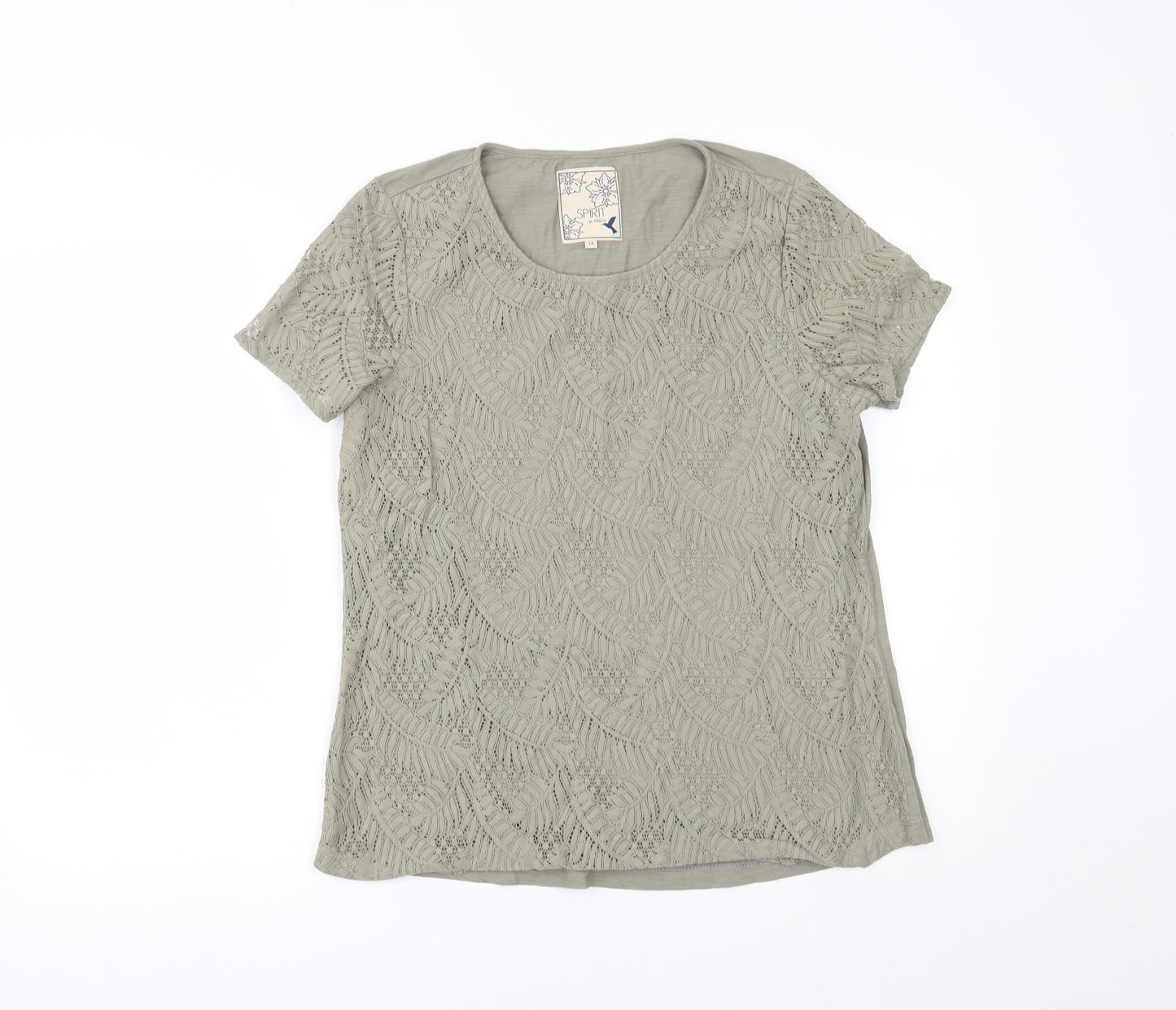 M&Co Womens Green   Basic T-Shirt Size 14