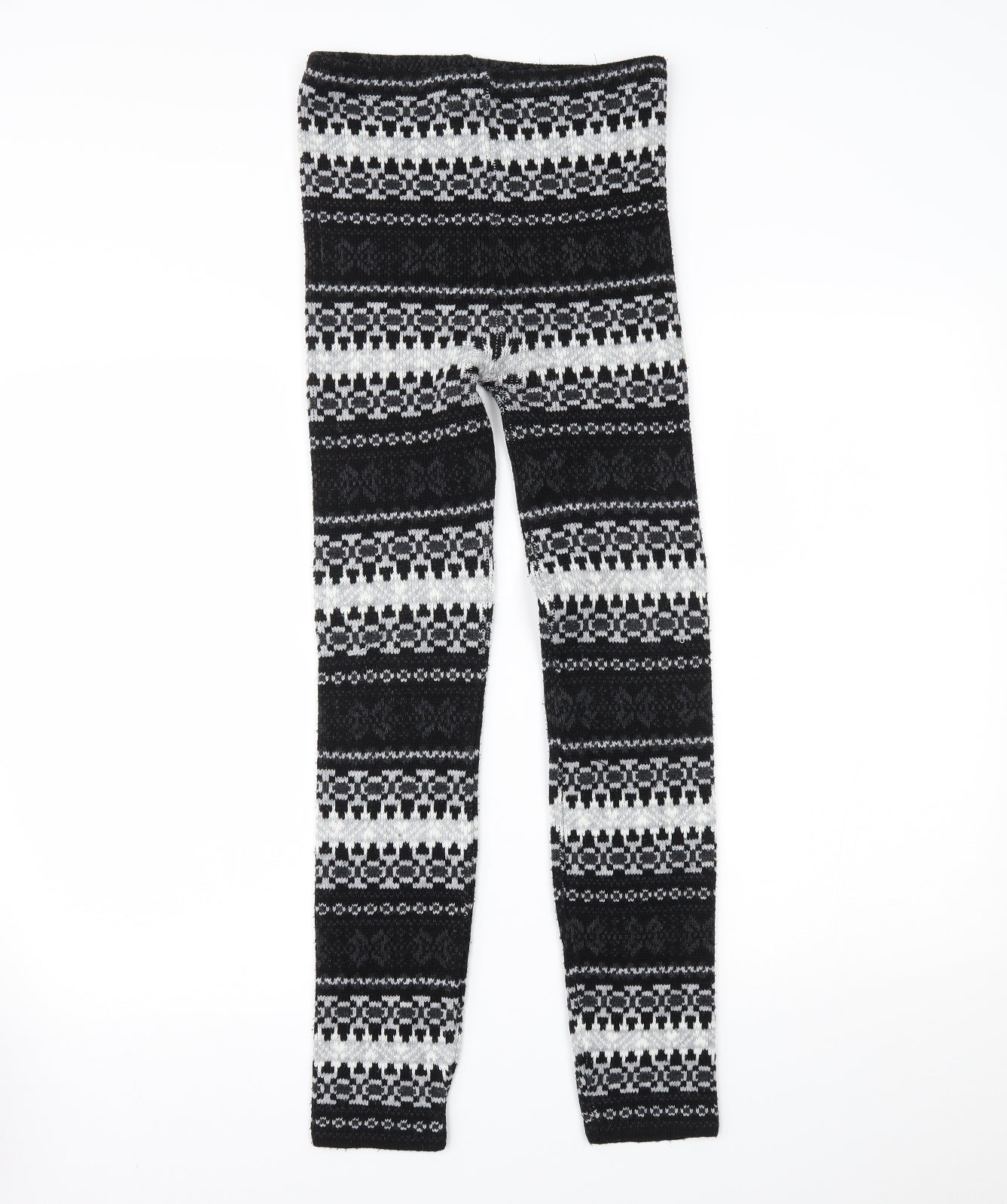 Preworn Womens Black Fair Isle   Leggings Size L L27 in