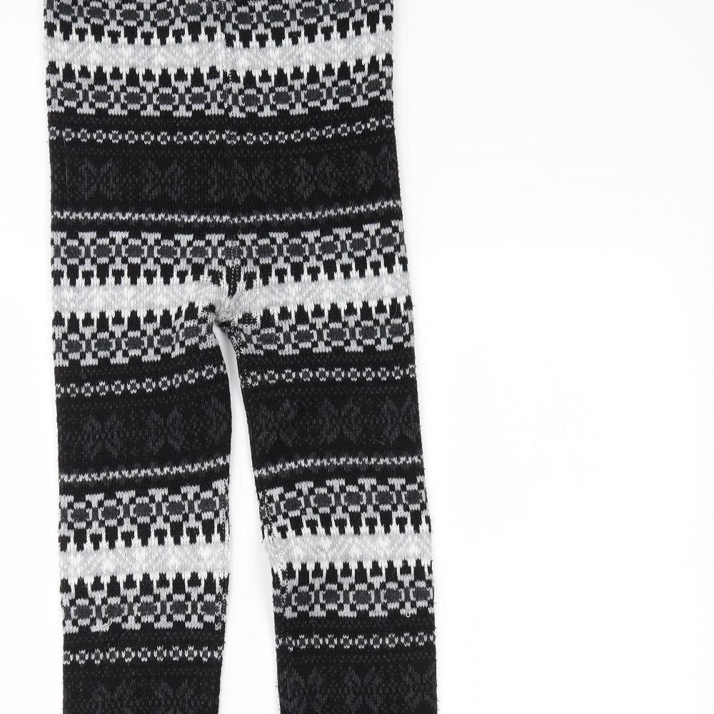 Preworn Womens Black Fair Isle   Leggings Size L L27 in