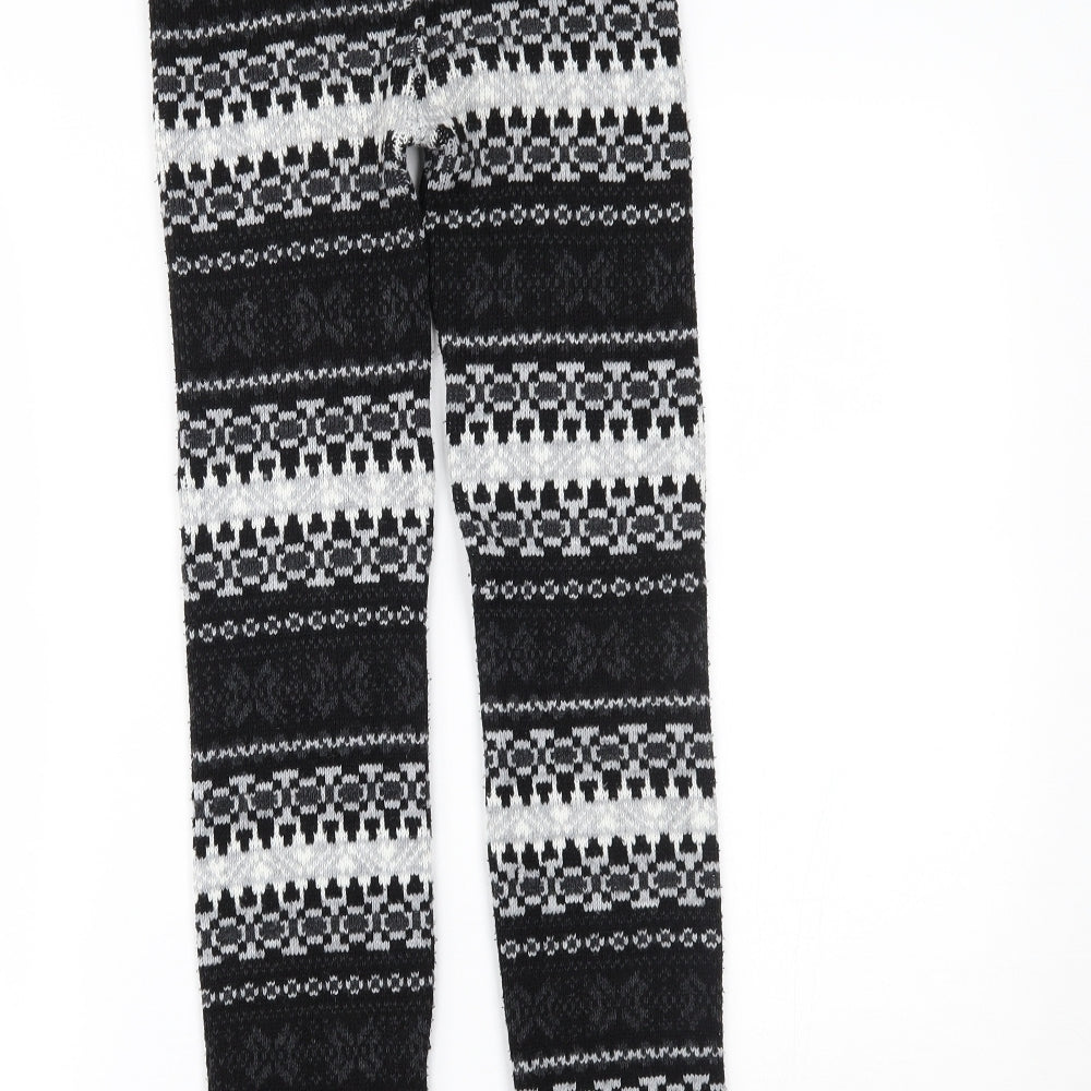 Preworn Womens Black Fair Isle   Leggings Size L L27 in