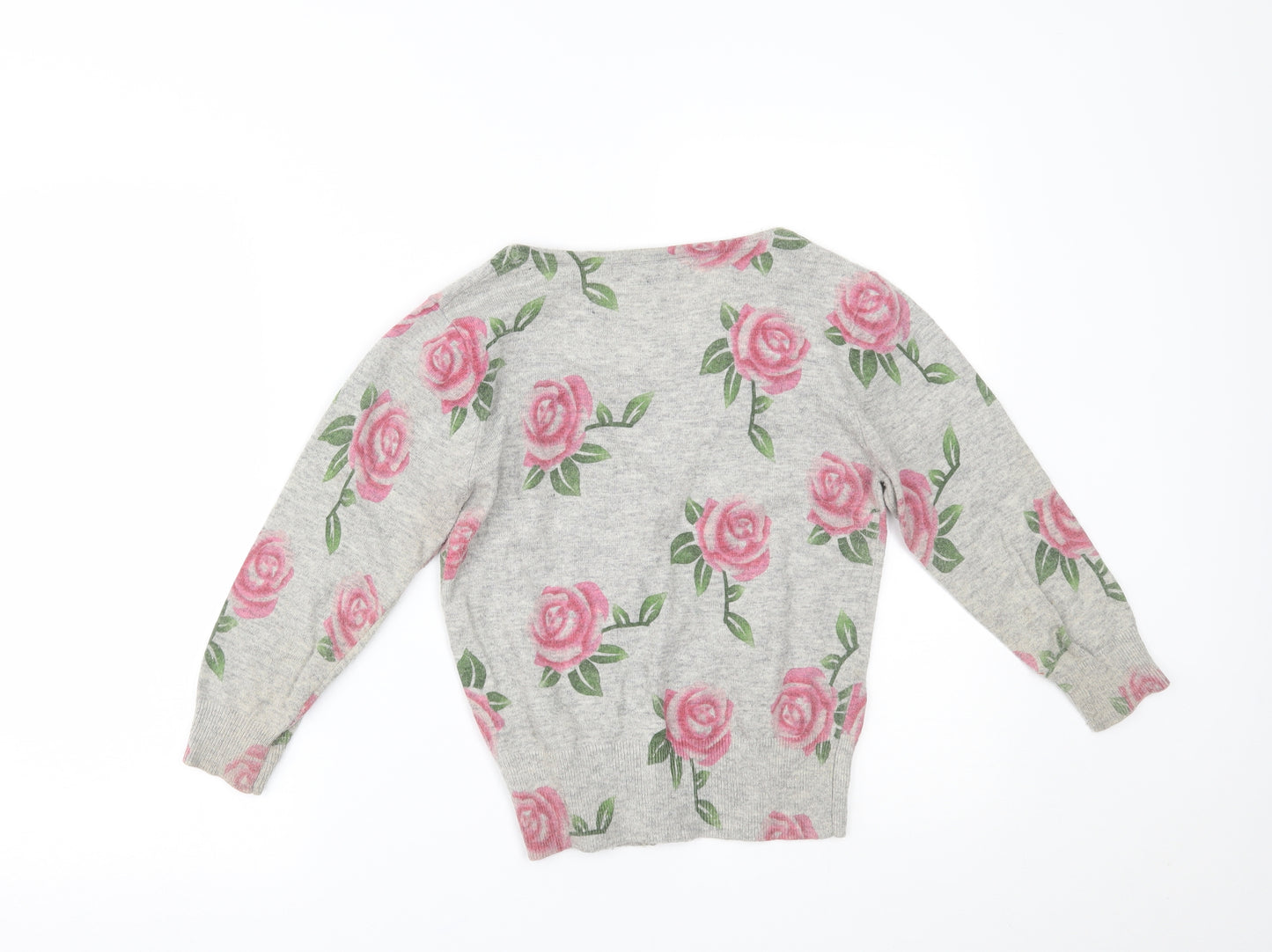 Uttam Boutique Womens Grey Floral  Cardigan Jumper Size 8