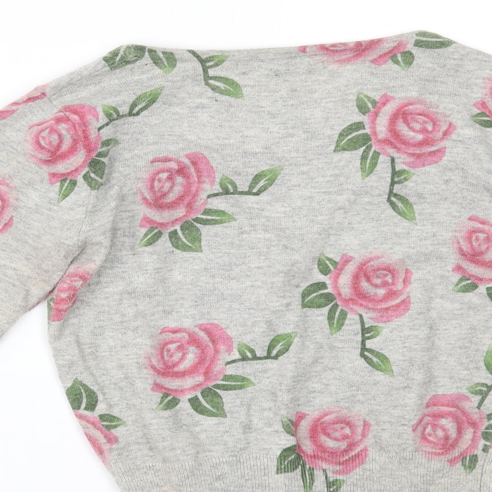 Uttam Boutique Womens Grey Floral  Cardigan Jumper Size 8