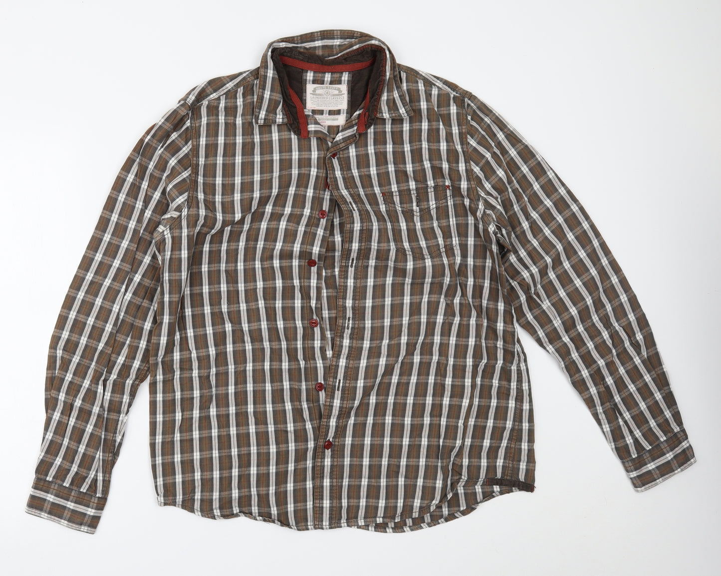 White Stuff Mens Brown Plaid   Button-Up Size L
