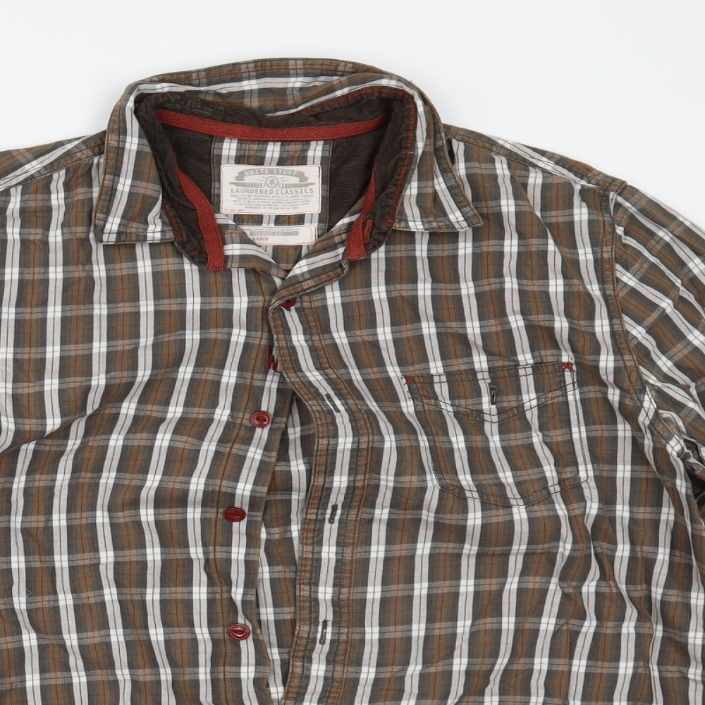 White Stuff Mens Brown Plaid   Button-Up Size L