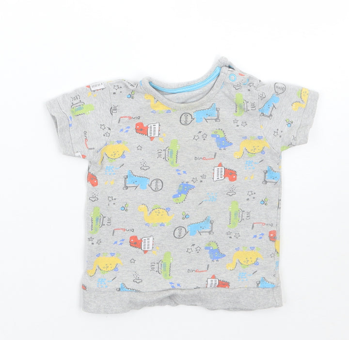 George Boys Grey Geometric  Basic T-Shirt Size 9-12 Months