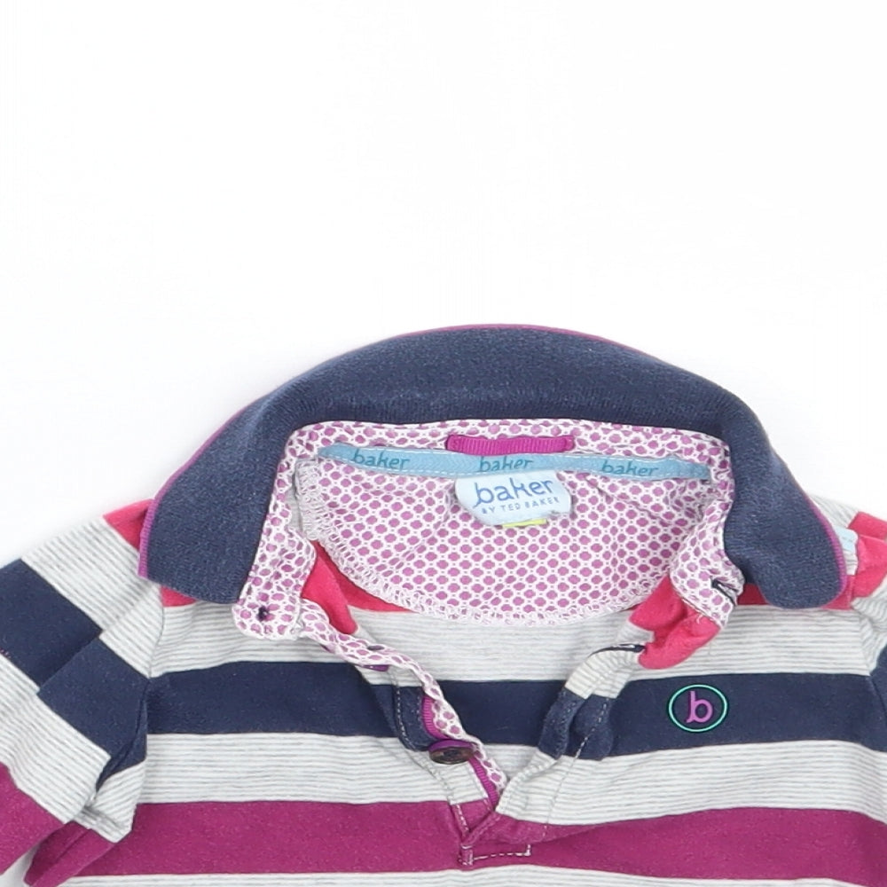 Ted Baker Girls Grey Striped  Basic Polo Size 6-9 Months