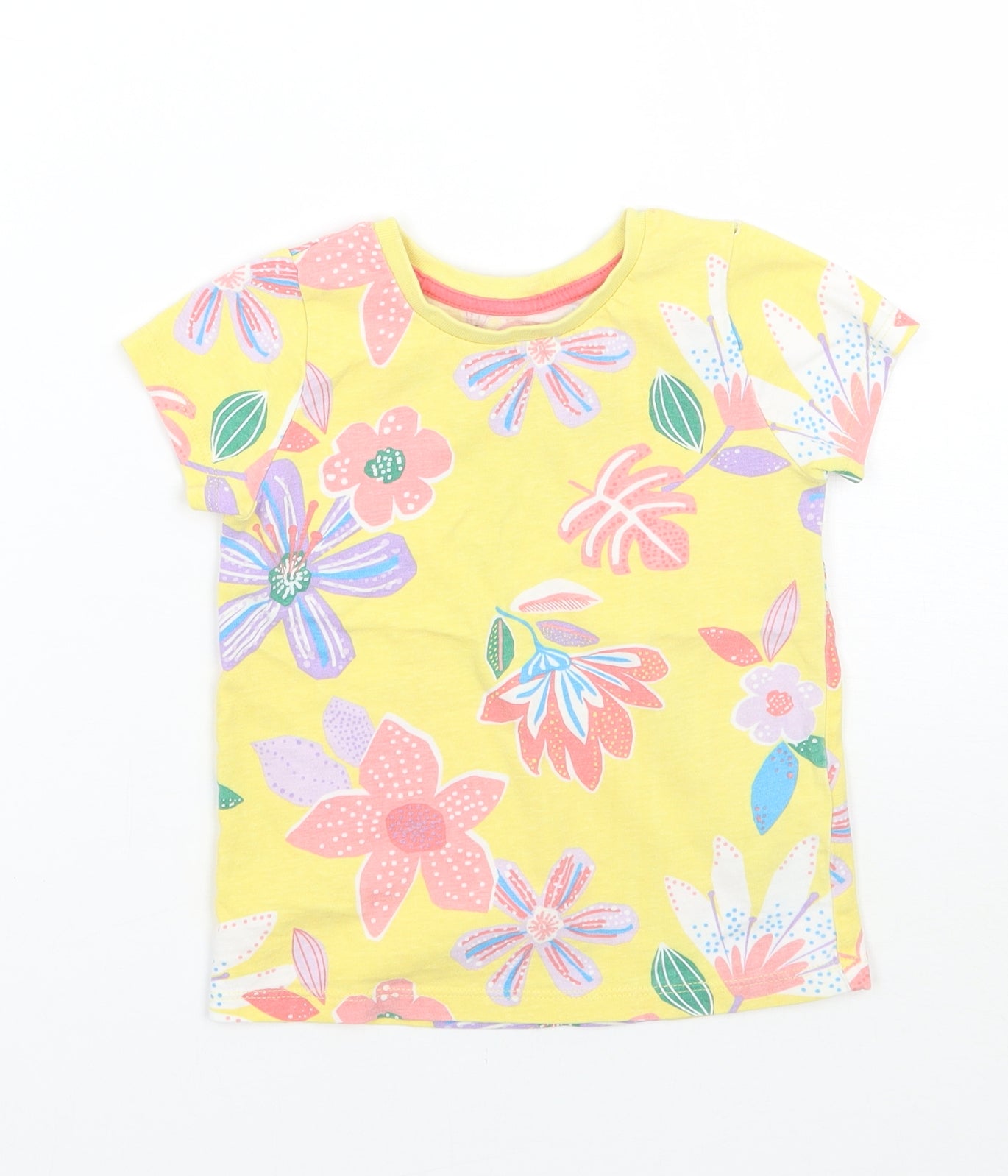Nutmeg Girls Yellow Floral  Basic T-Shirt Size 3-4 Years