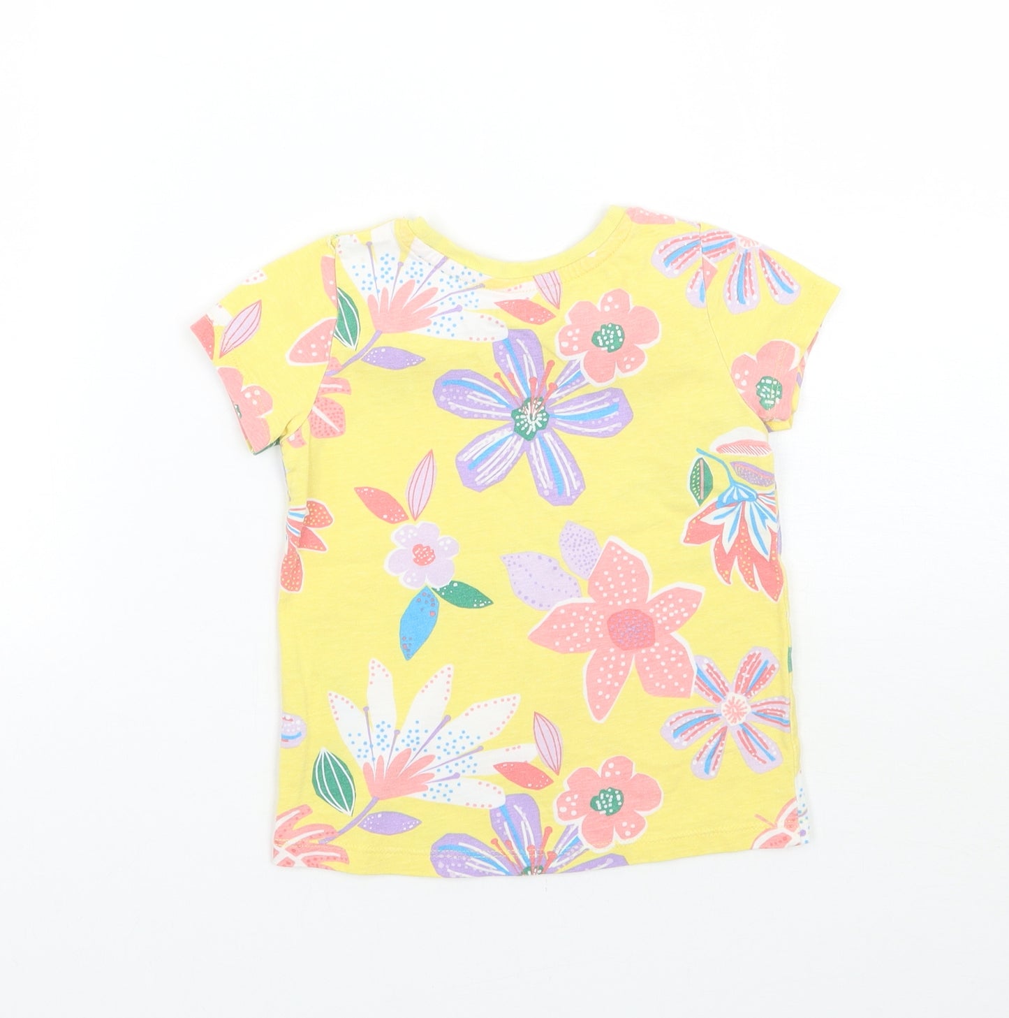 Nutmeg Girls Yellow Floral  Basic T-Shirt Size 3-4 Years