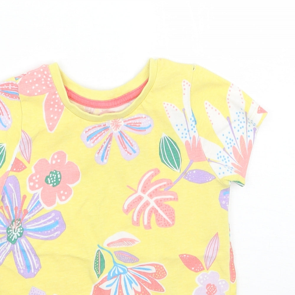 Nutmeg Girls Yellow Floral  Basic T-Shirt Size 3-4 Years