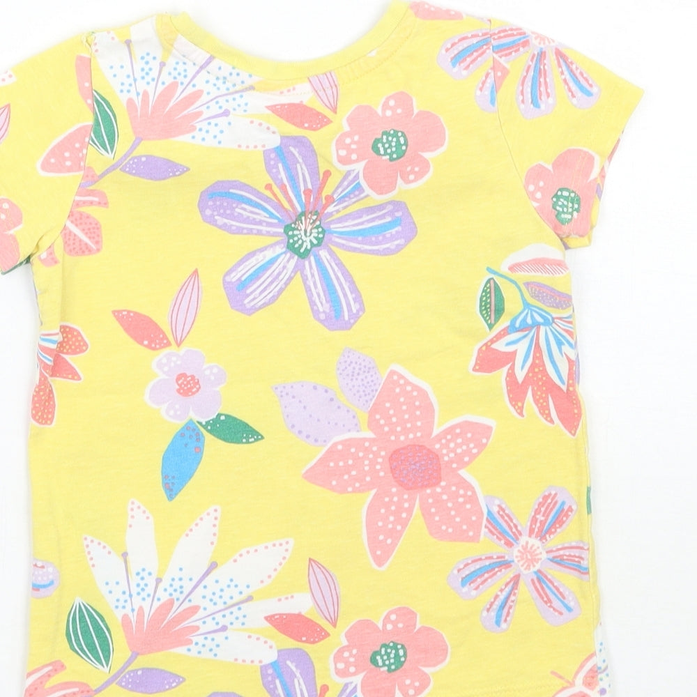 Nutmeg Girls Yellow Floral  Basic T-Shirt Size 3-4 Years