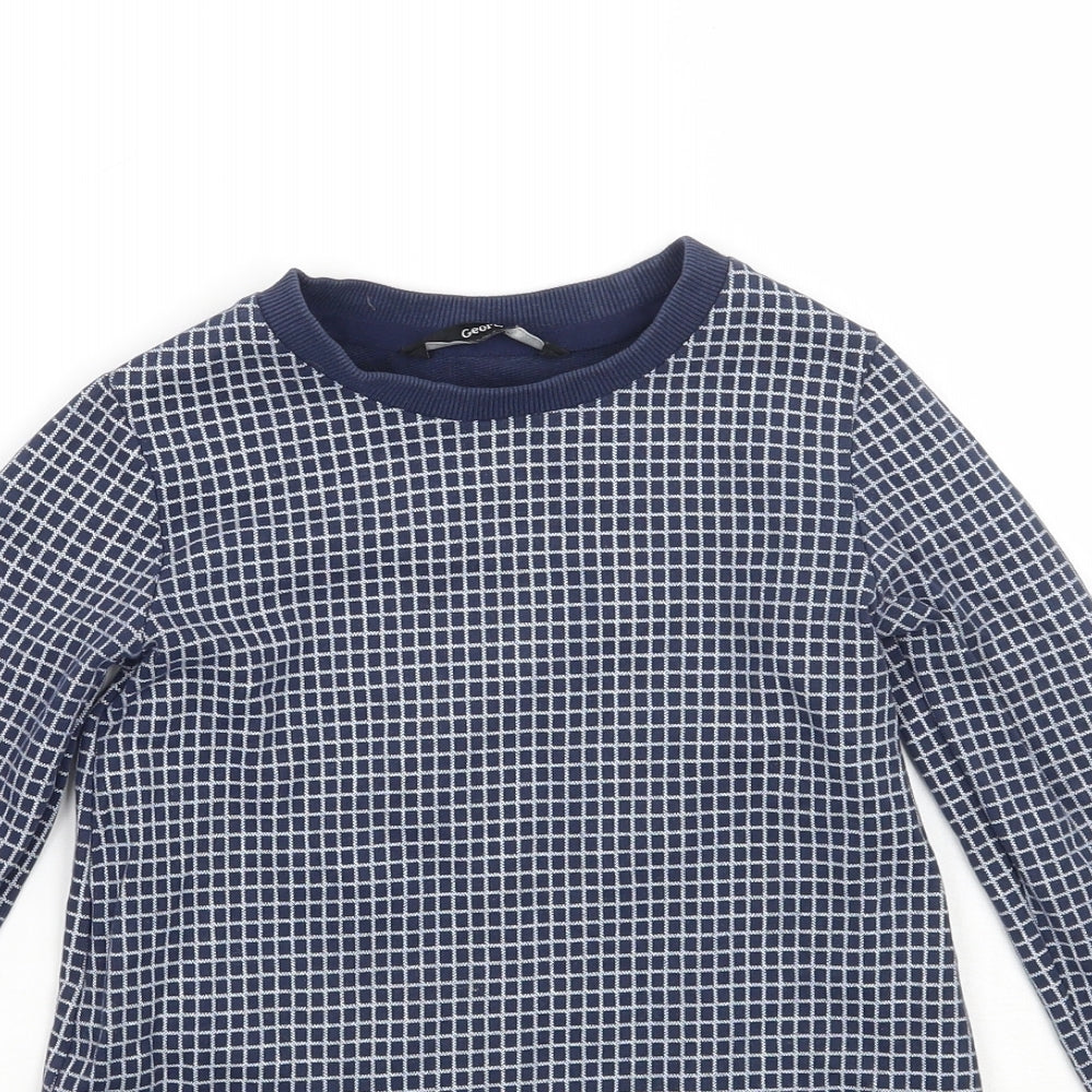 George Girls Blue Check  Jumper Dress  Size 3-4 Years