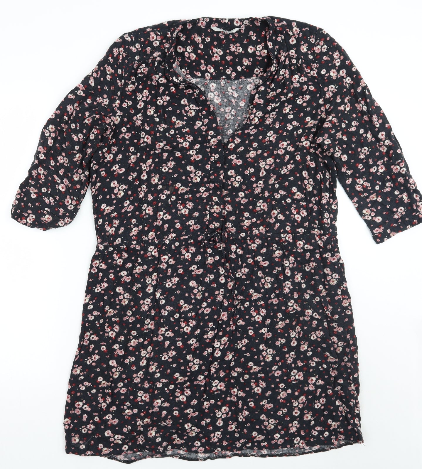 George Womens Black Floral  A-Line  Size 14