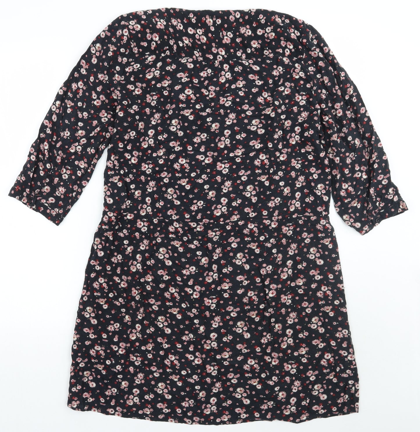 George Womens Black Floral  A-Line  Size 14
