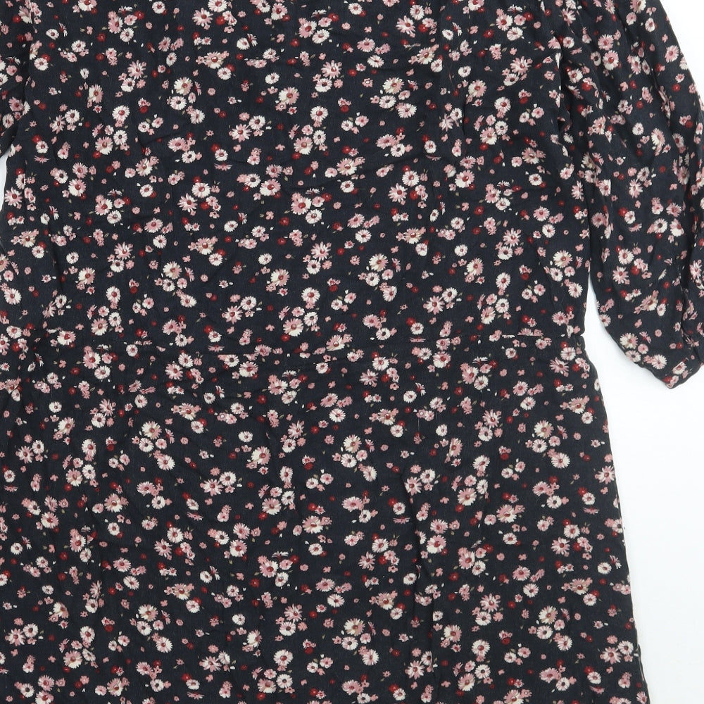 George Womens Black Floral  A-Line  Size 14