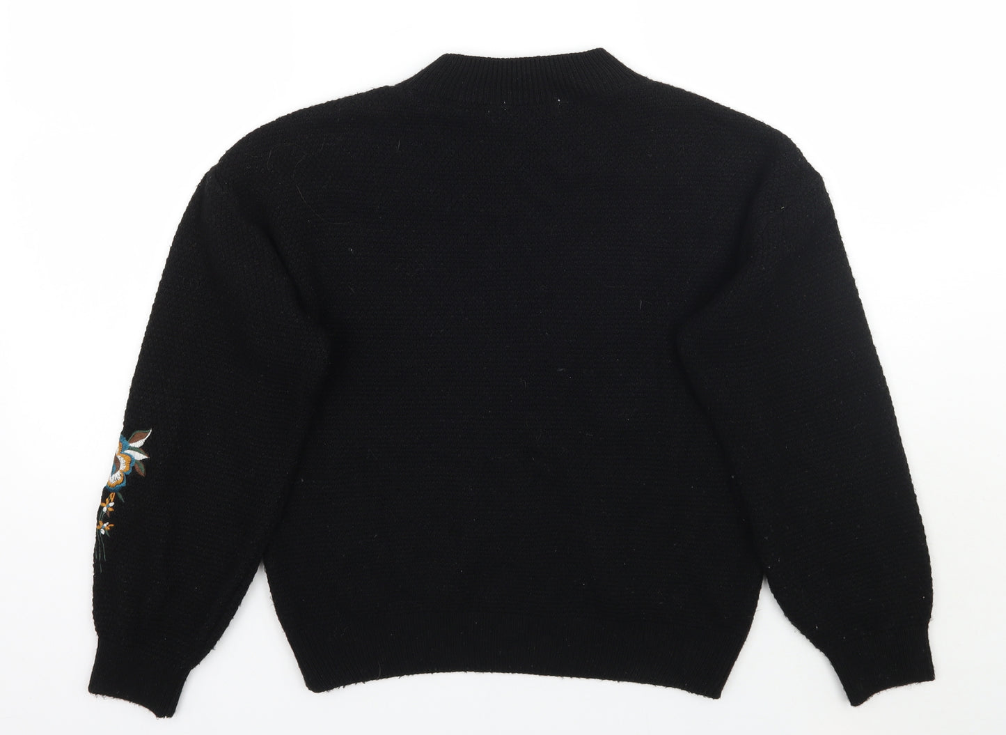TU Womens Black Floral  Pullover Jumper Size 10