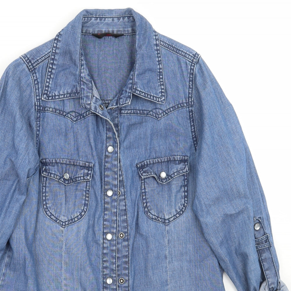 Miss Selfridge Womens Blue   Basic Button-Up Size 12