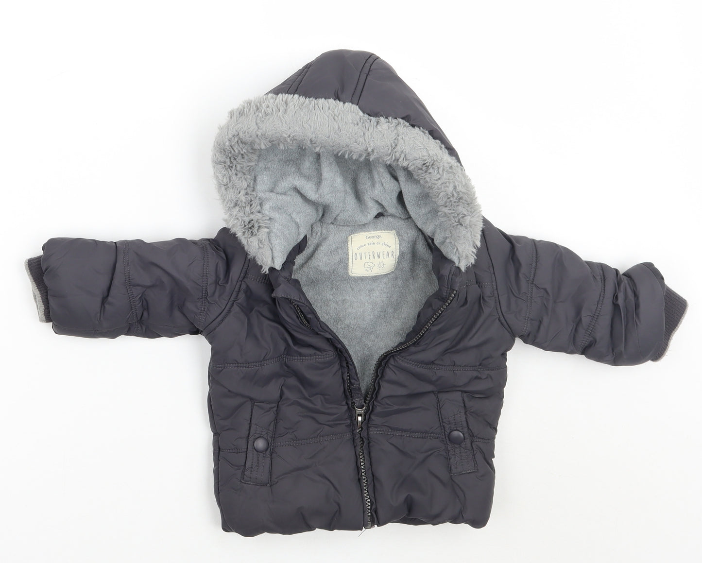 George Baby Grey   Jacket Coat Size 6-9 Months