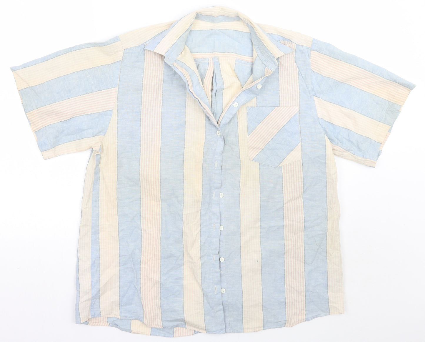 st bernard Womens Blue Striped  Basic Button-Up Size 14