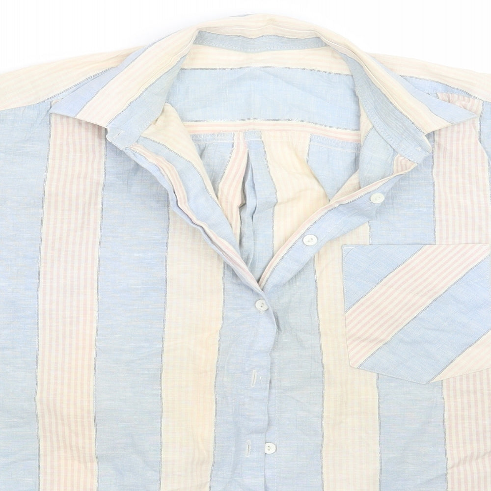 st bernard Womens Blue Striped  Basic Button-Up Size 14