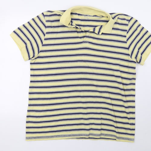 Cedar Wood State Mens Yellow Striped   Polo Size 2XL