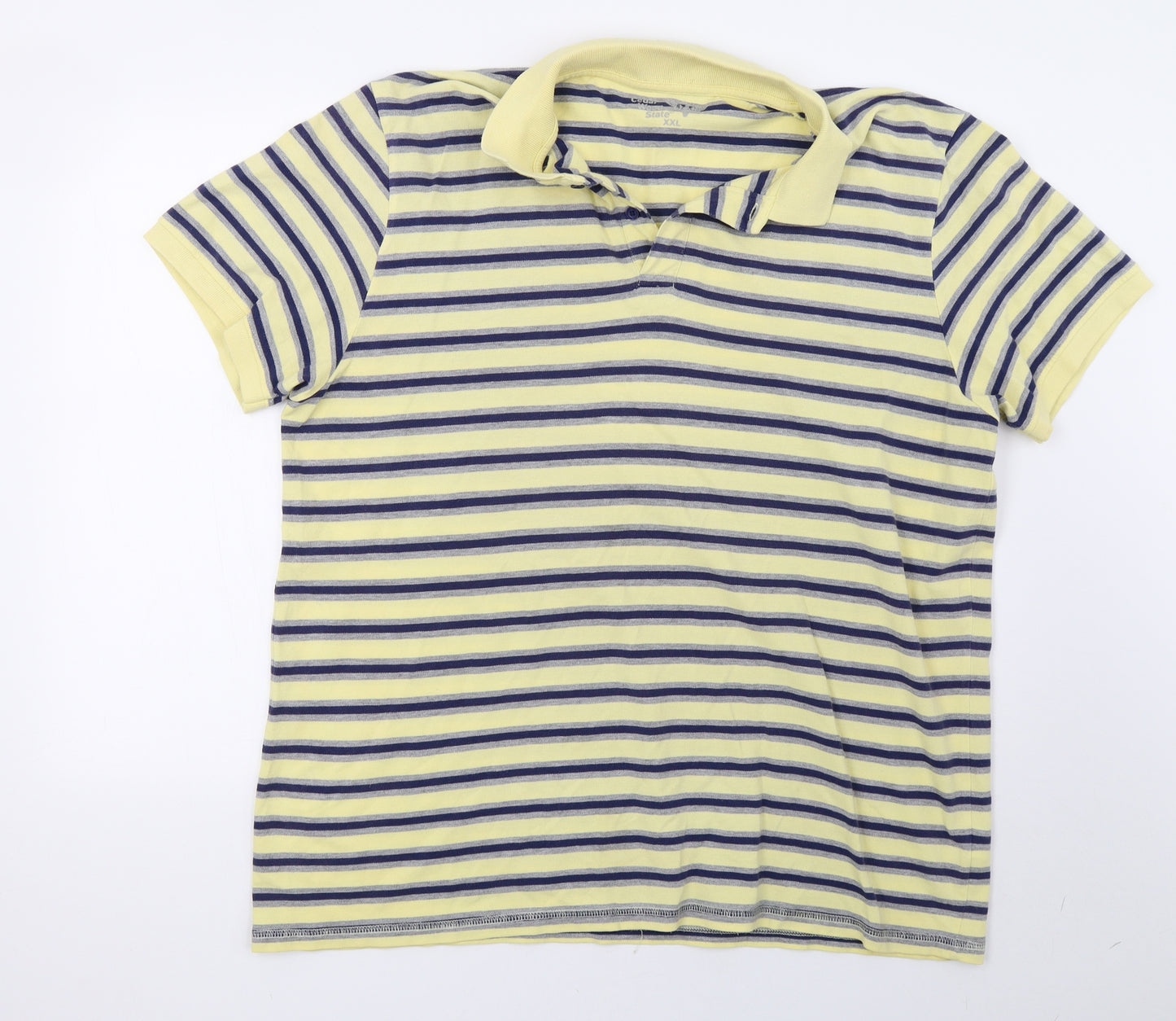 Cedar Wood State Mens Yellow Striped   Polo Size 2XL