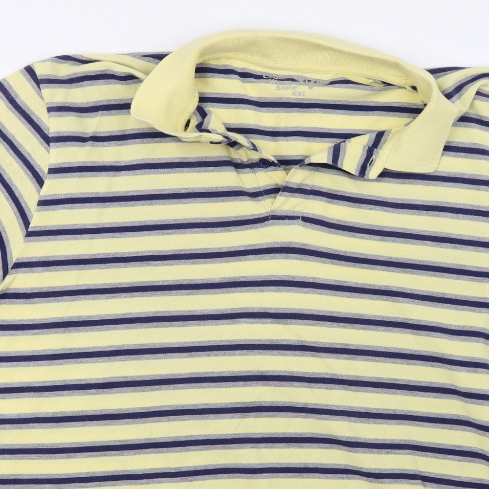 Cedar Wood State Mens Yellow Striped   Polo Size 2XL