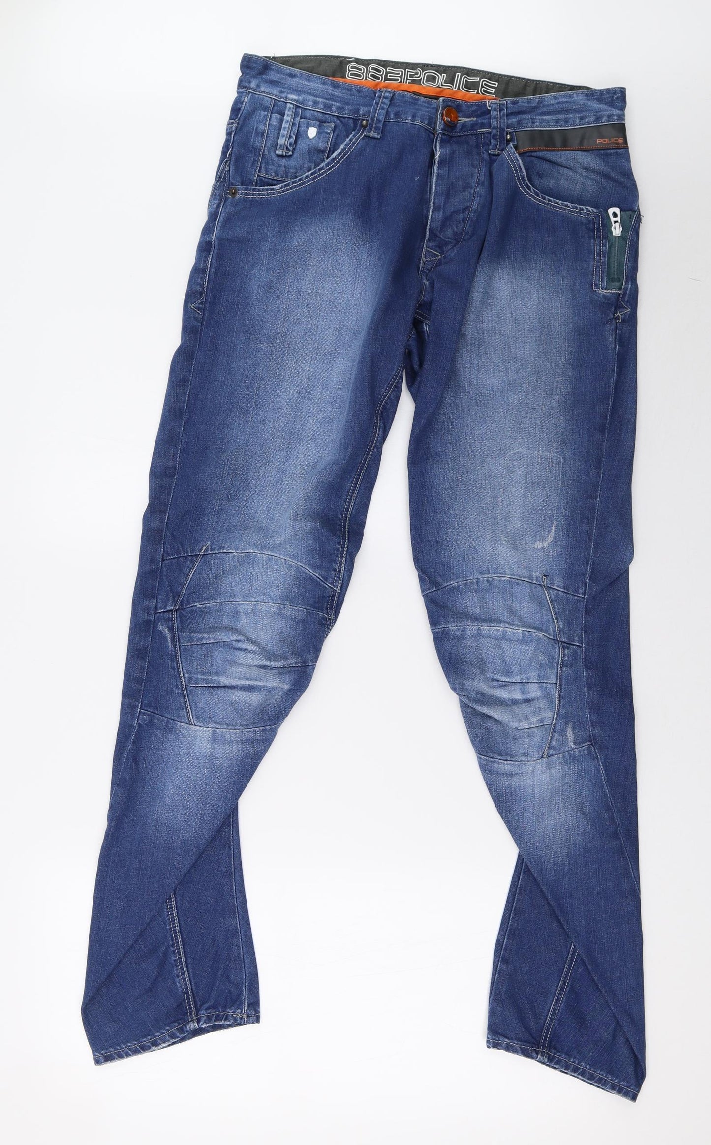 Police Mens Blue  Denim Straight Jeans Size 32 L30 in