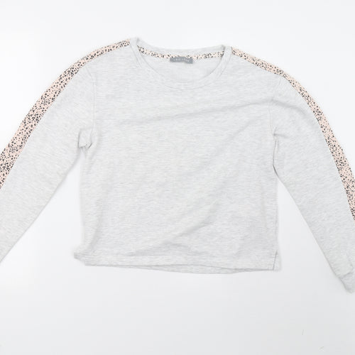 New Look Womens Grey Animal Print  Pullover Sweatshirt Size 8