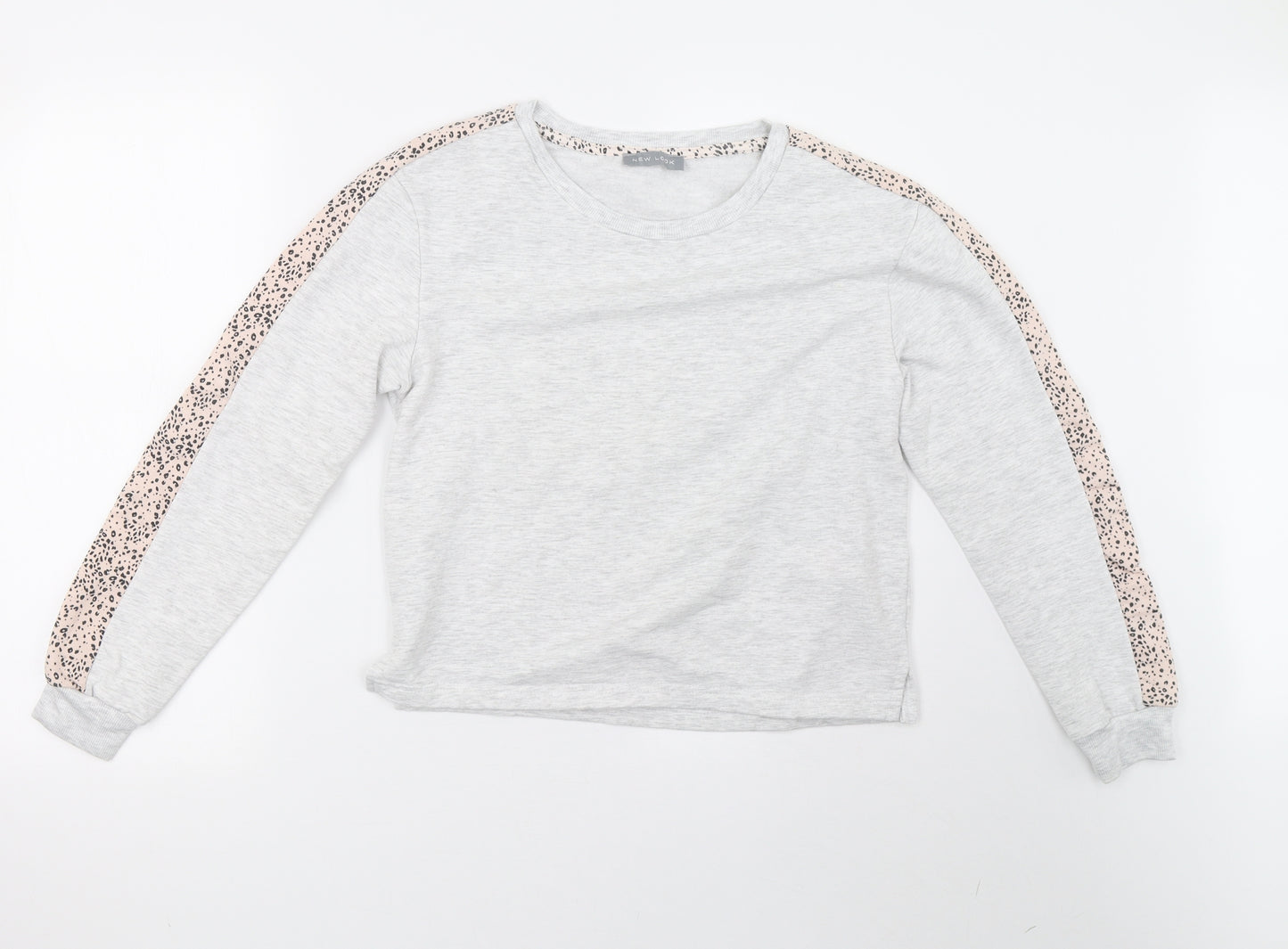 New Look Womens Grey Animal Print  Pullover Sweatshirt Size 8