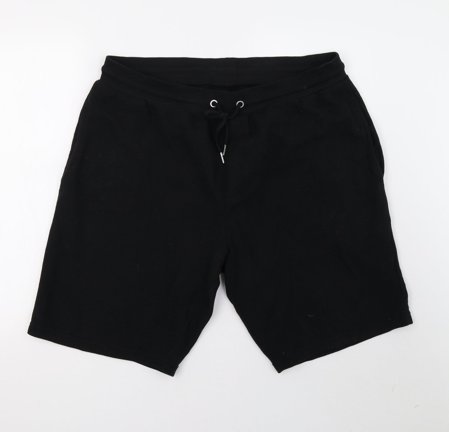 Nutmeg Mens Black   Sweat Shorts Size L