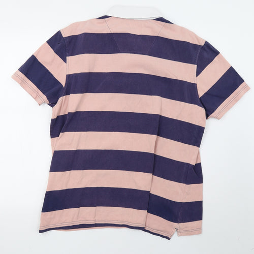 Sainsburys Mens Pink Striped   Polo Size L