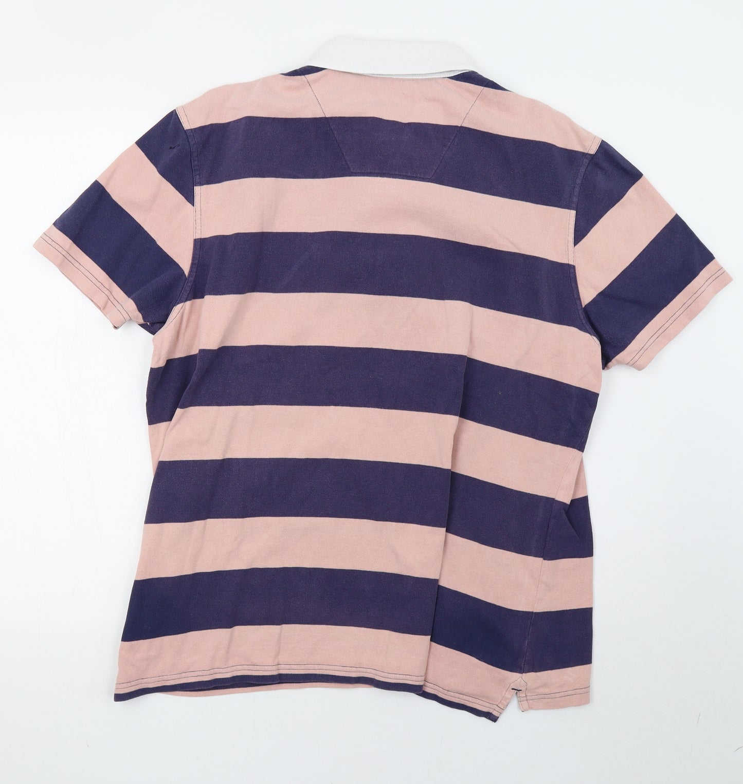 Sainsburys Mens Pink Striped   Polo Size L