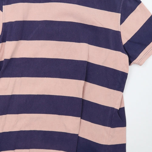Sainsburys Mens Pink Striped   Polo Size L
