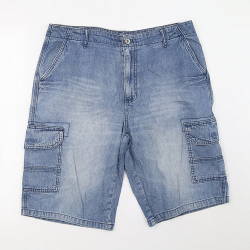 Preworn Mens Blue  Denim Cargo Shorts Size 36