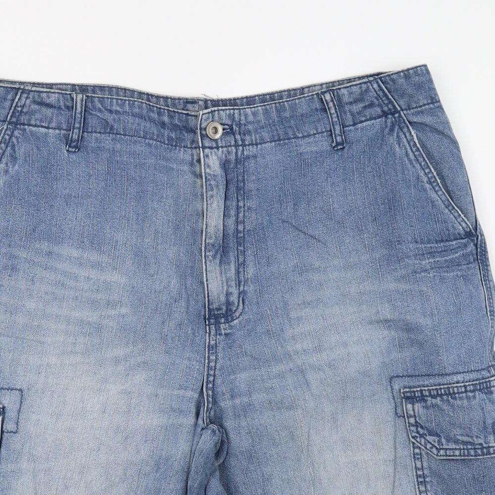 Preworn Mens Blue  Denim Cargo Shorts Size 36